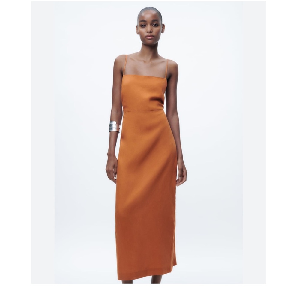 Zara Orange Midi Dress